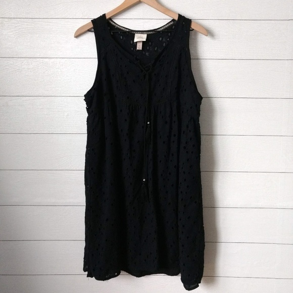 Knox Rose Dresses & Skirts - Knox Rose Black Eyelet Sleeveless Dress Large